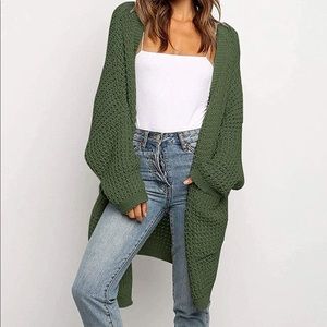 Open front chunky knit sweater